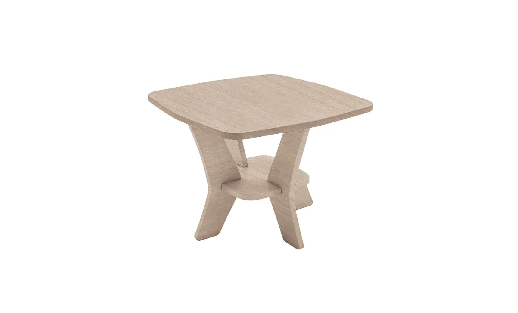 Mainstay square side table in weathered gray finish with storage shelf underneath
