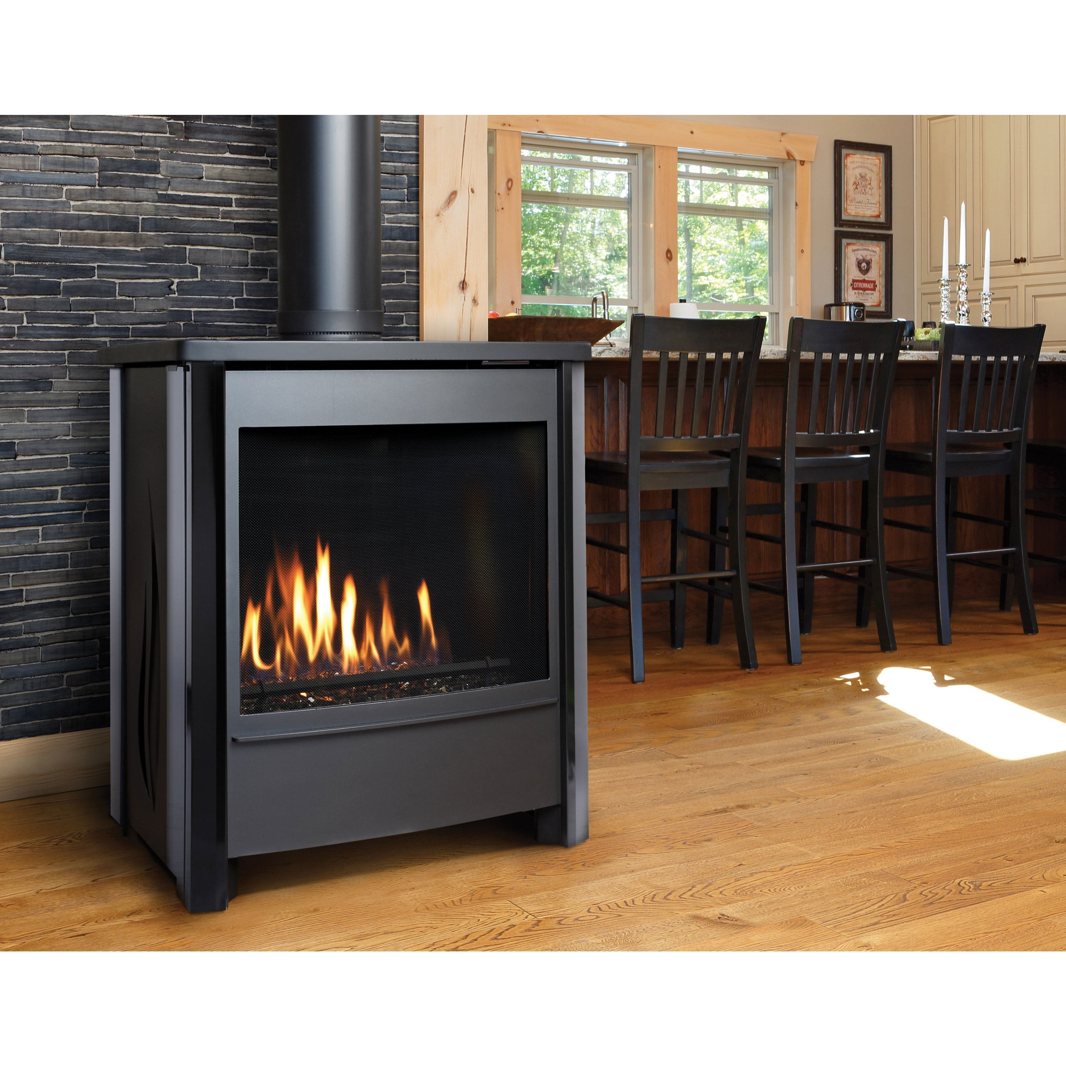 Kingsman Freestanding Direct Vent Gas Stove FDV45 with clean lines and stainless steel finish.