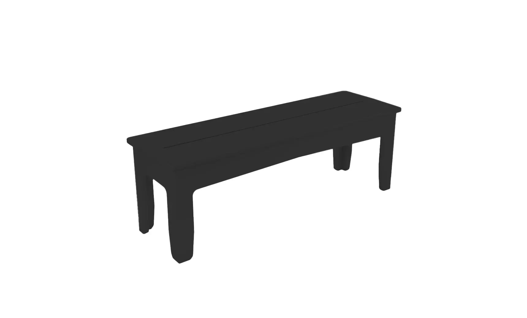 Mainstay wooden dining bench with slatted seat and four legs.