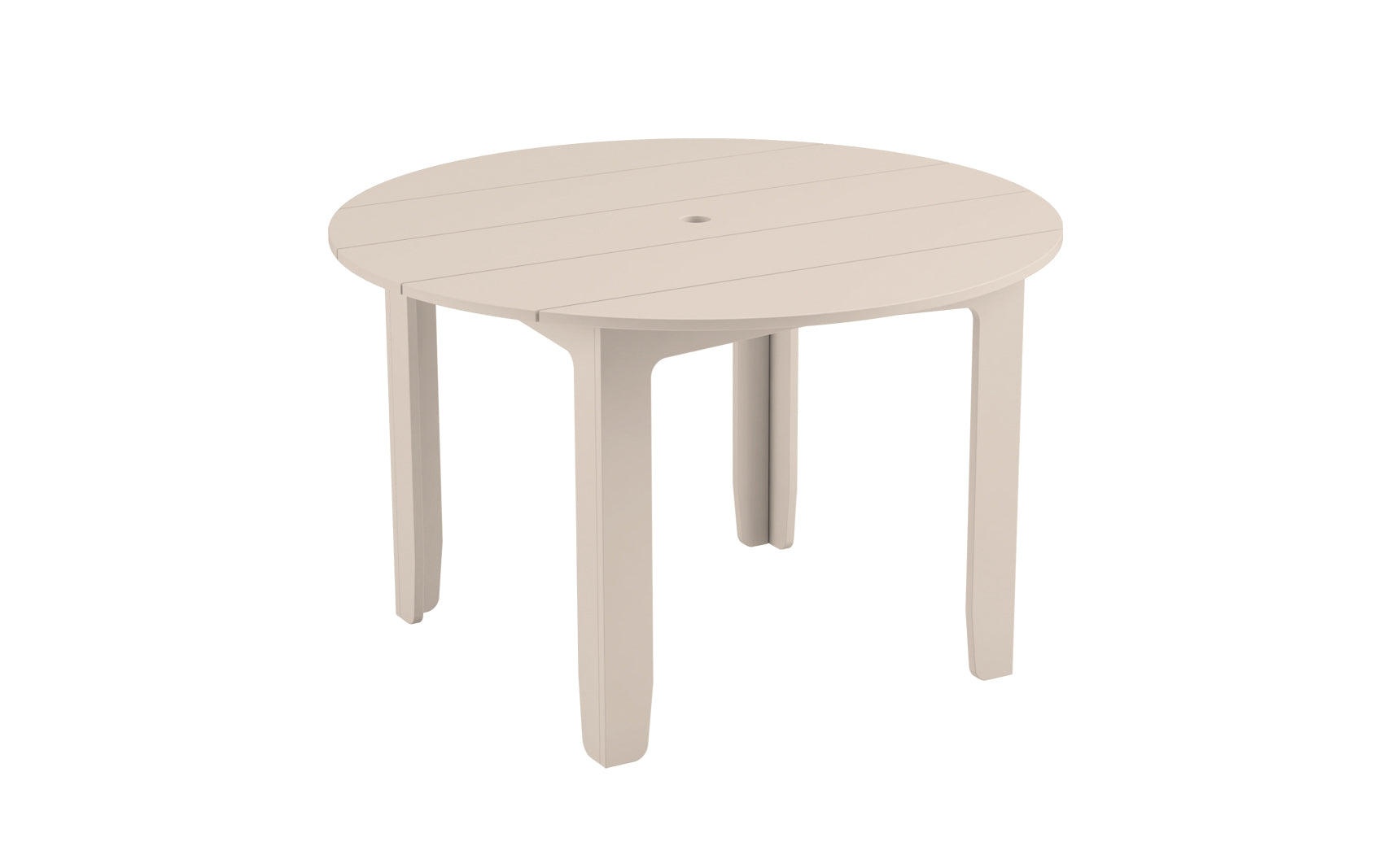 Mainstay round dining table with a smooth surface and sturdy legs.
