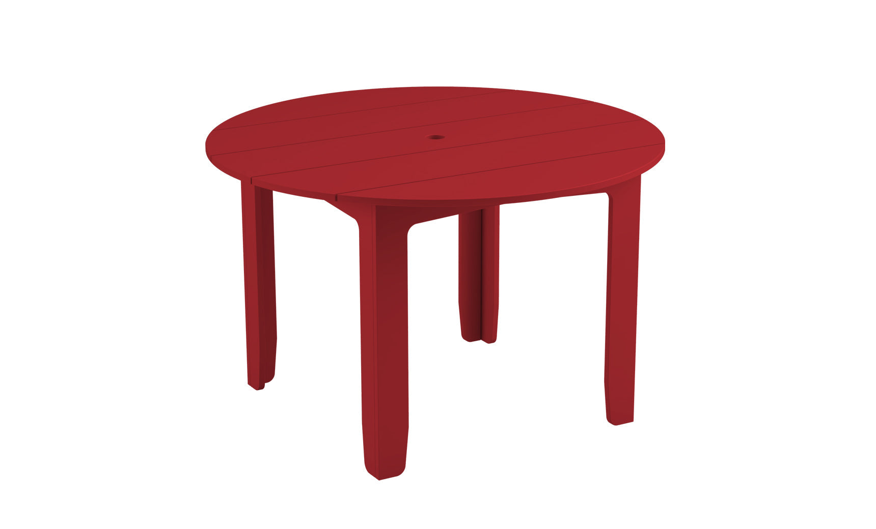 Mainstay round dining table with a smooth surface and sturdy legs.