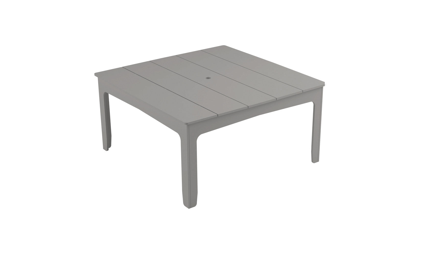 Mainstay square dining table with a dark finish and four legs.