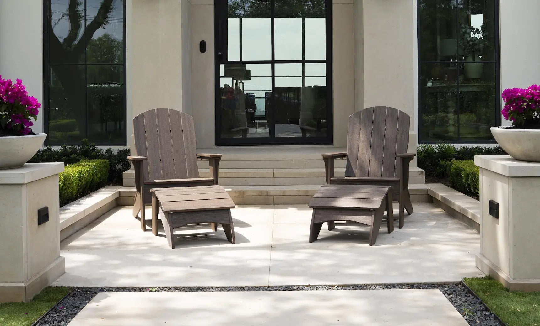 Legacy Adirondack wooden rocking chair with curved back and armrests