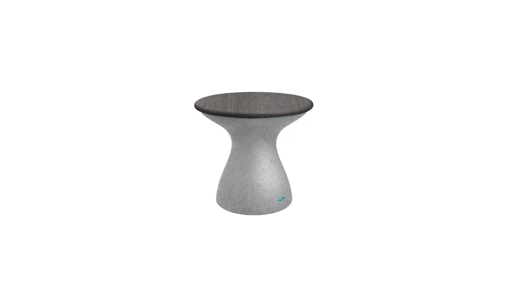 Autograph standard side table in walnut finish with glass top and metal legs