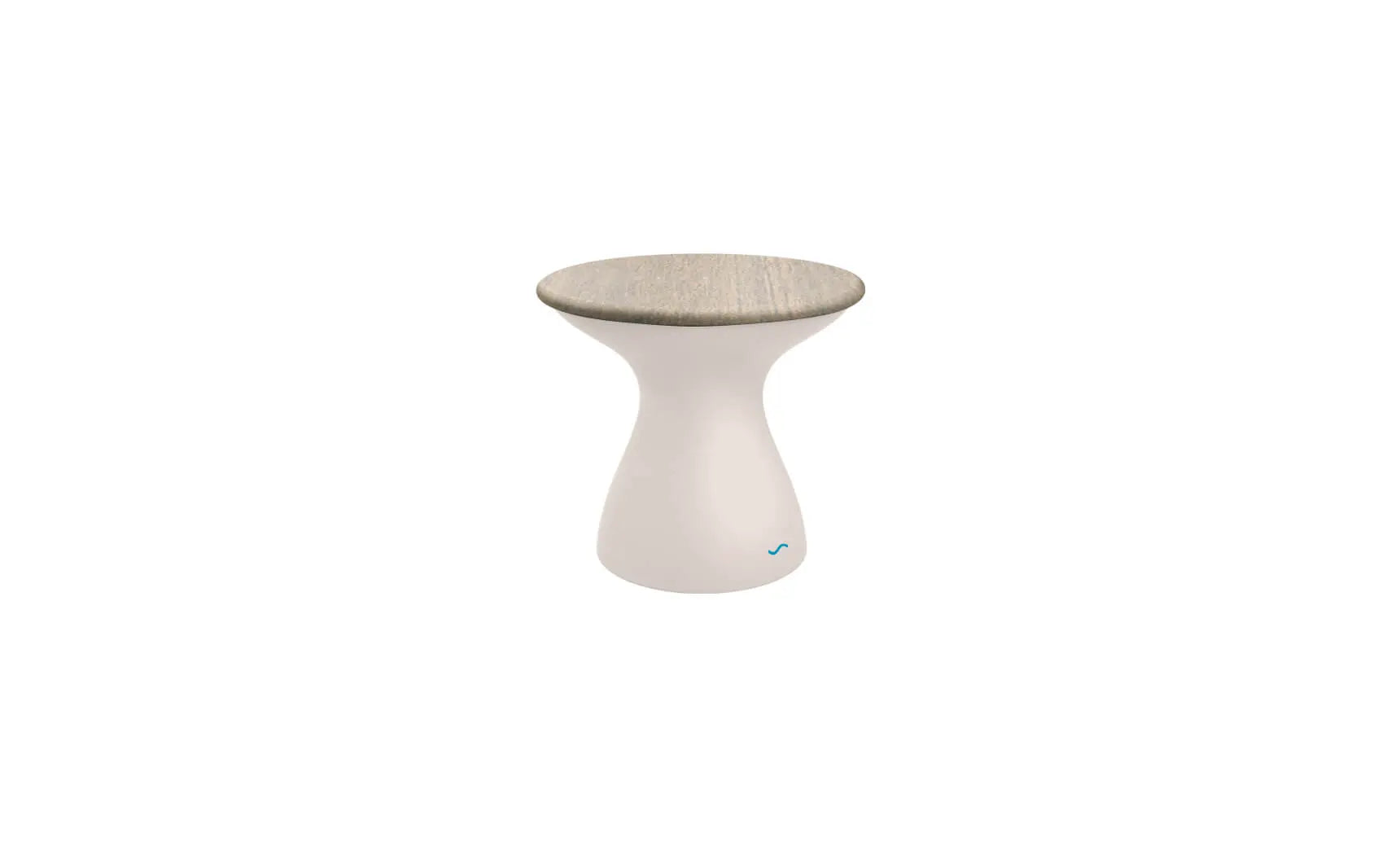 Autograph standard side table in walnut finish with glass top and metal legs