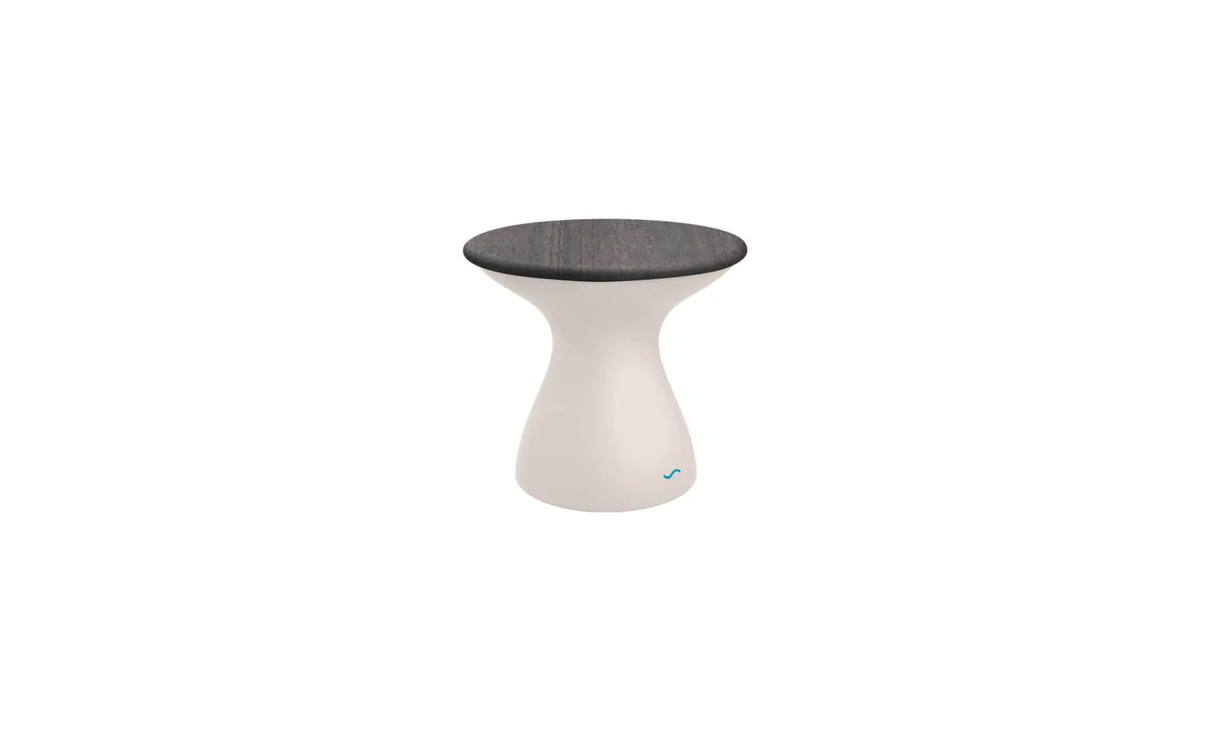 Autograph standard side table in walnut finish with glass top and metal legs