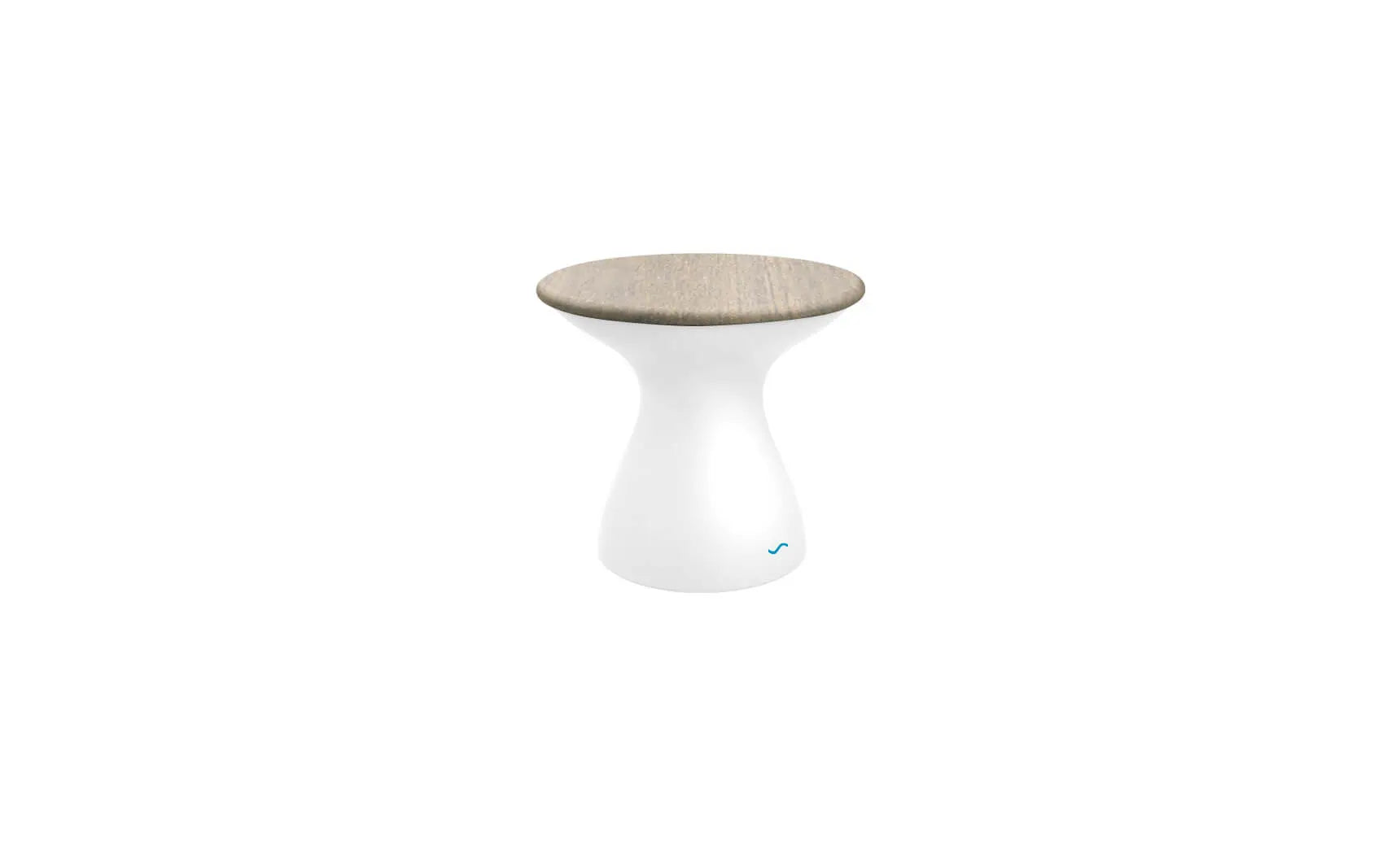 Autograph standard side table in walnut finish with glass top and metal legs