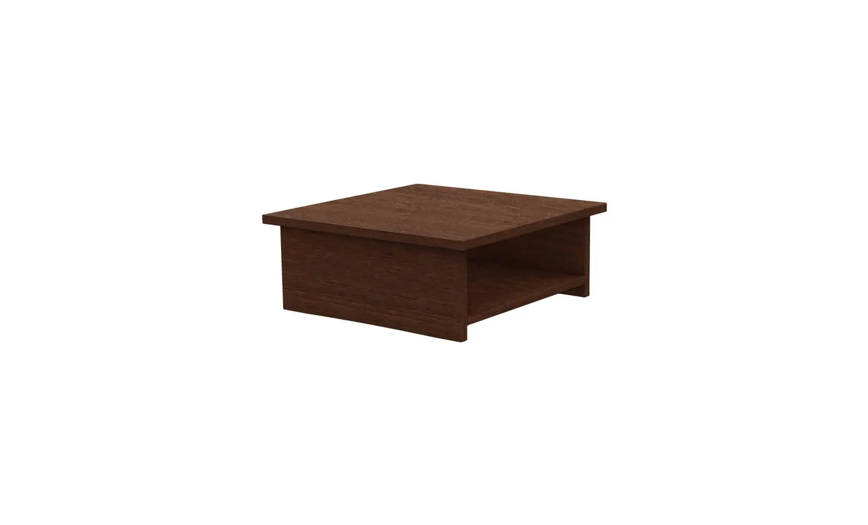 Echo Side Table in walnut finish with glass top and metal legs