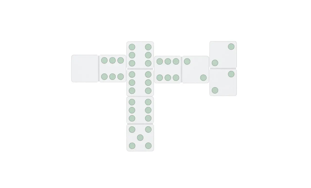 Dominoes tile set featuring black and bone tiles in a classic design.