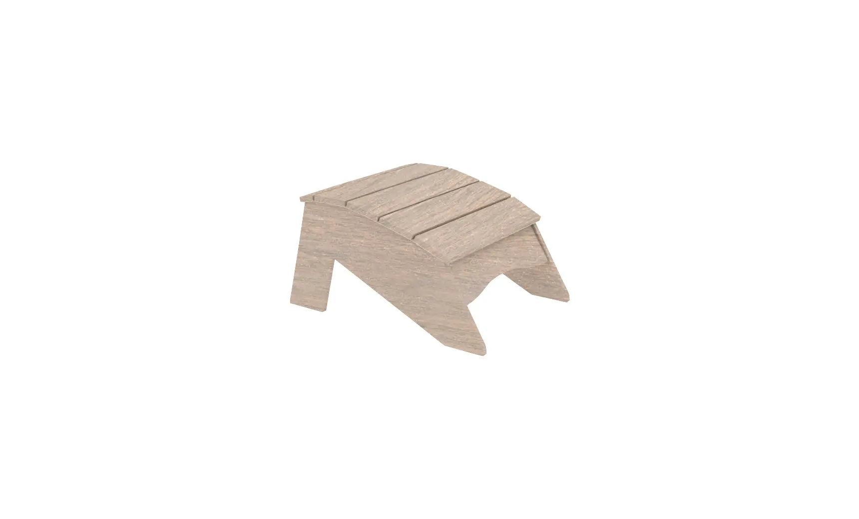 Legacy Adirondack wooden ottoman with woven beige seat and tapered legs