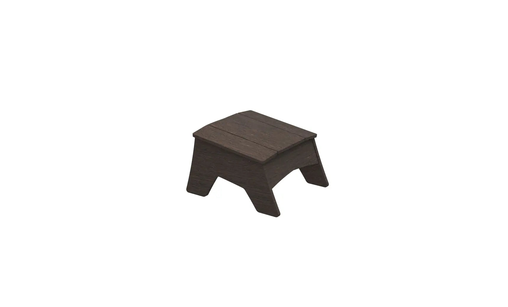 Mainstay Adirondack-style wooden ottoman with woven brown seat and matching arms.