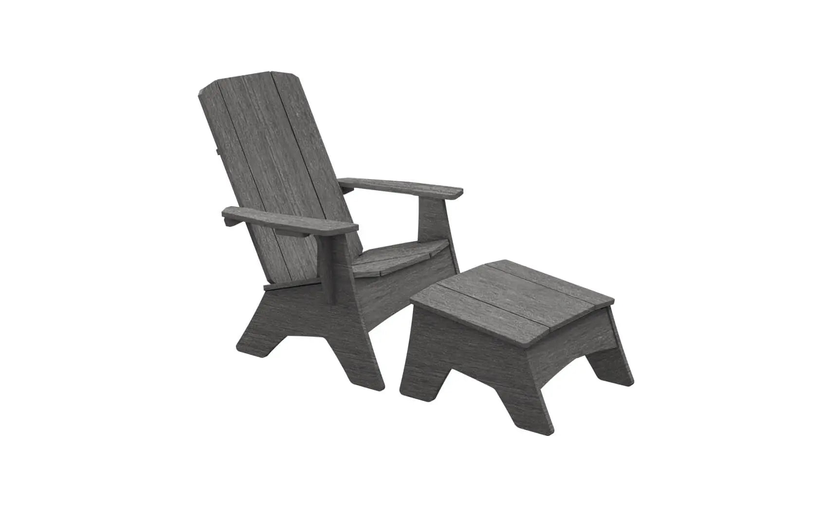 Mainstay Adirondack-style wooden ottoman with woven brown seat and metal base