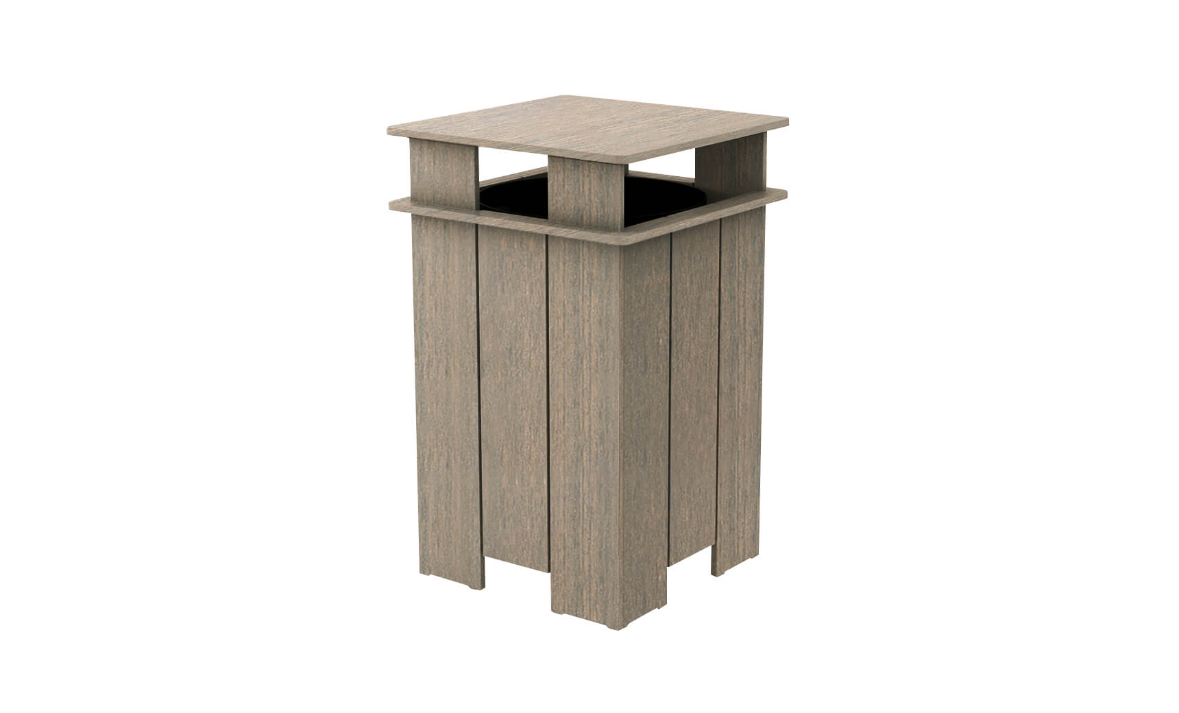 Mainstay outdoor trash bin in gray with lid closed and wheels.