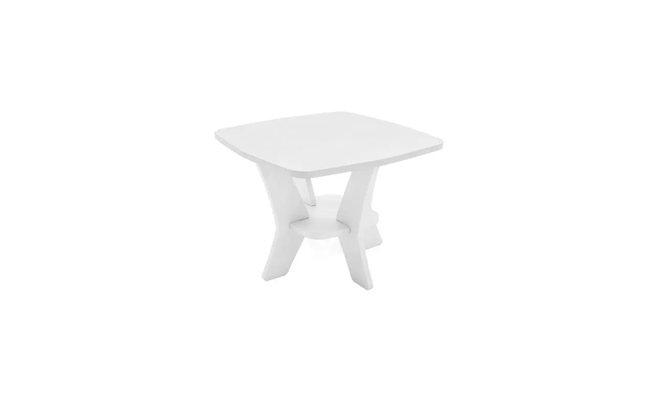 Mainstay square side table in weathered gray finish with a sleek wooden top.