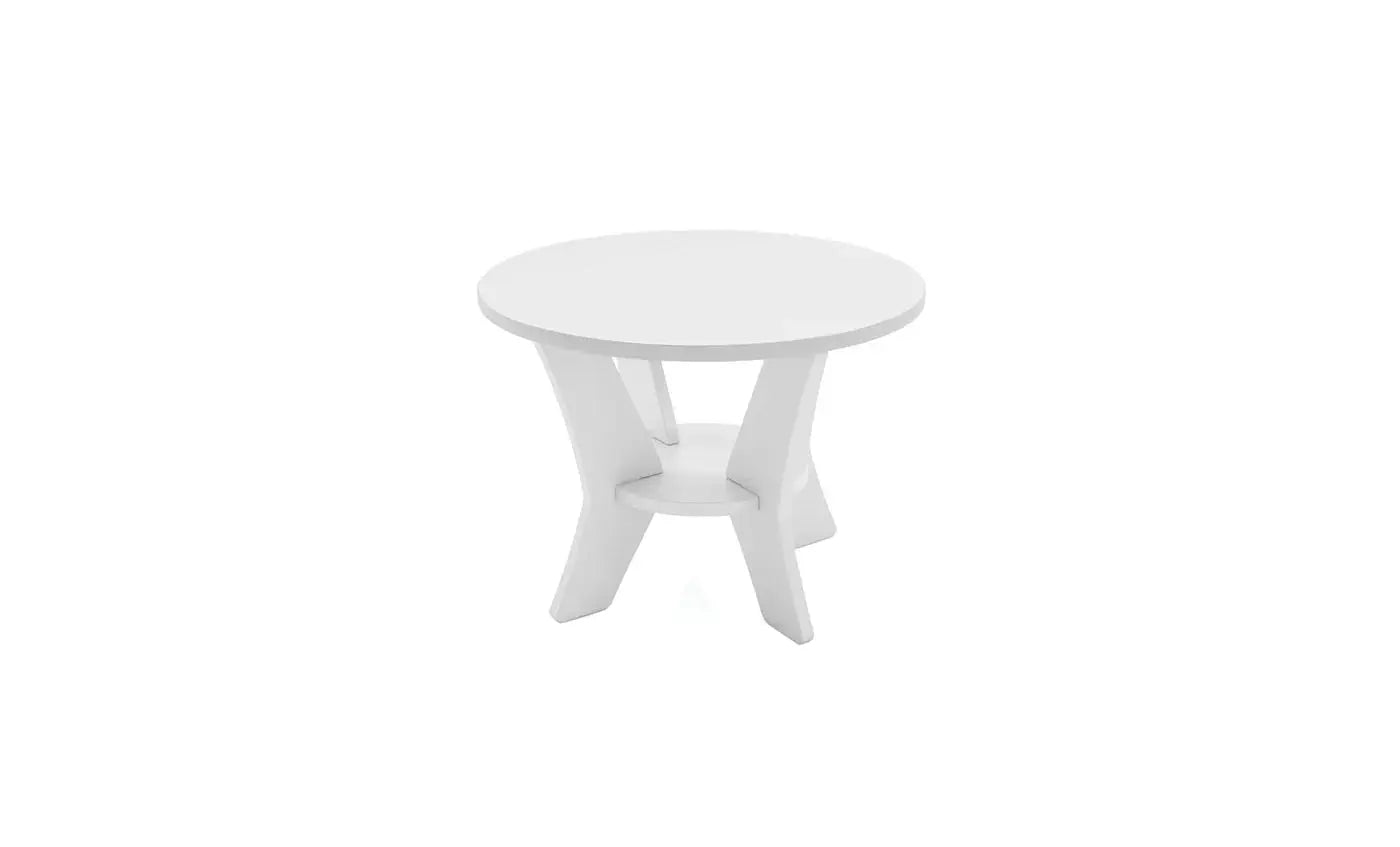 Mainstay round side table with a smooth surface and sleek design.
