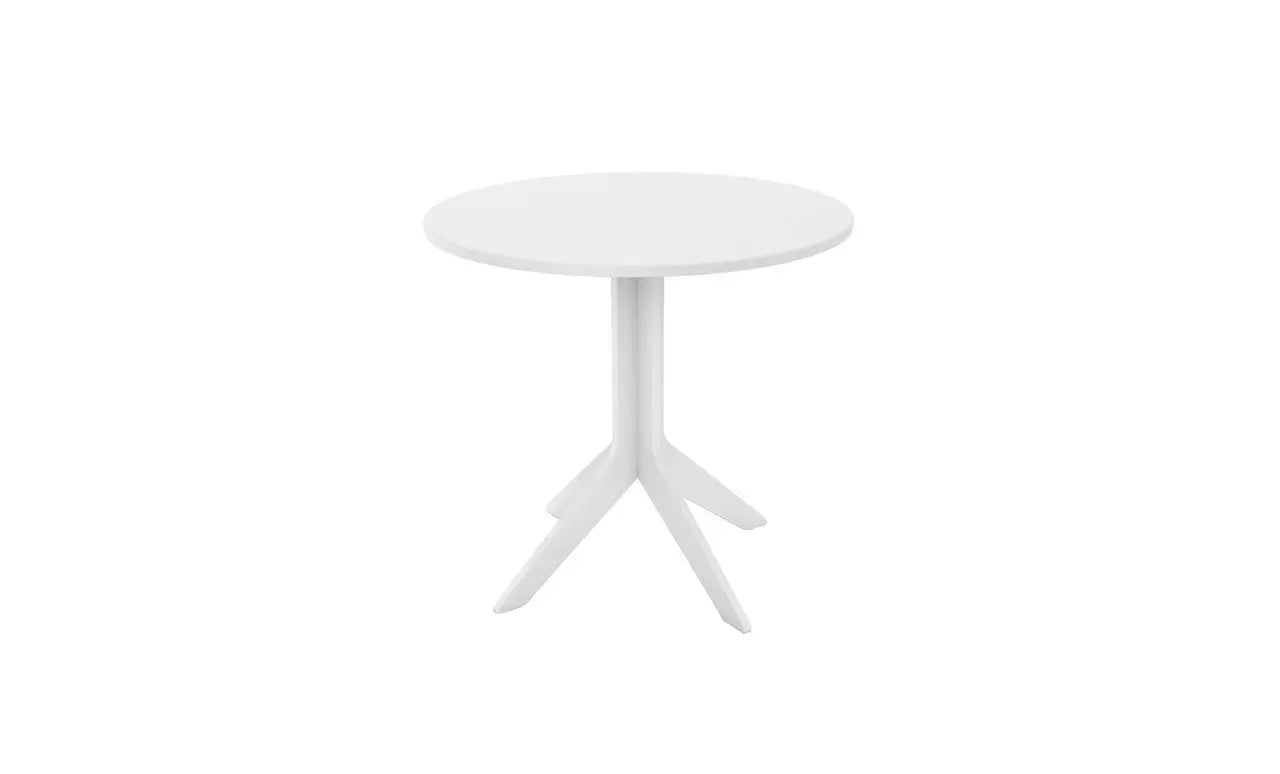 Mainstay round bistro table with a smooth surface and compact design.