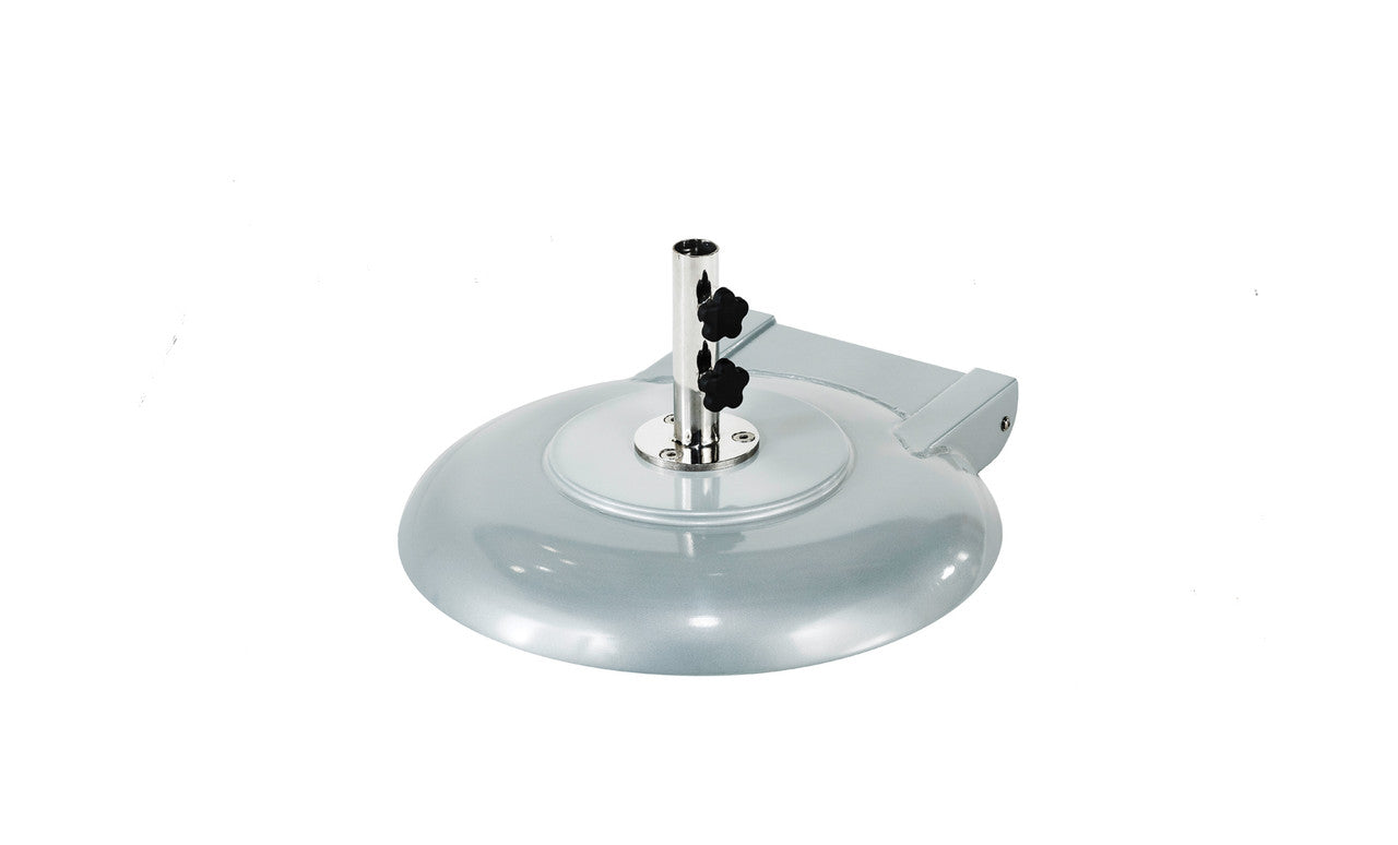 Aluminum umbrella base with four legs and a black finish