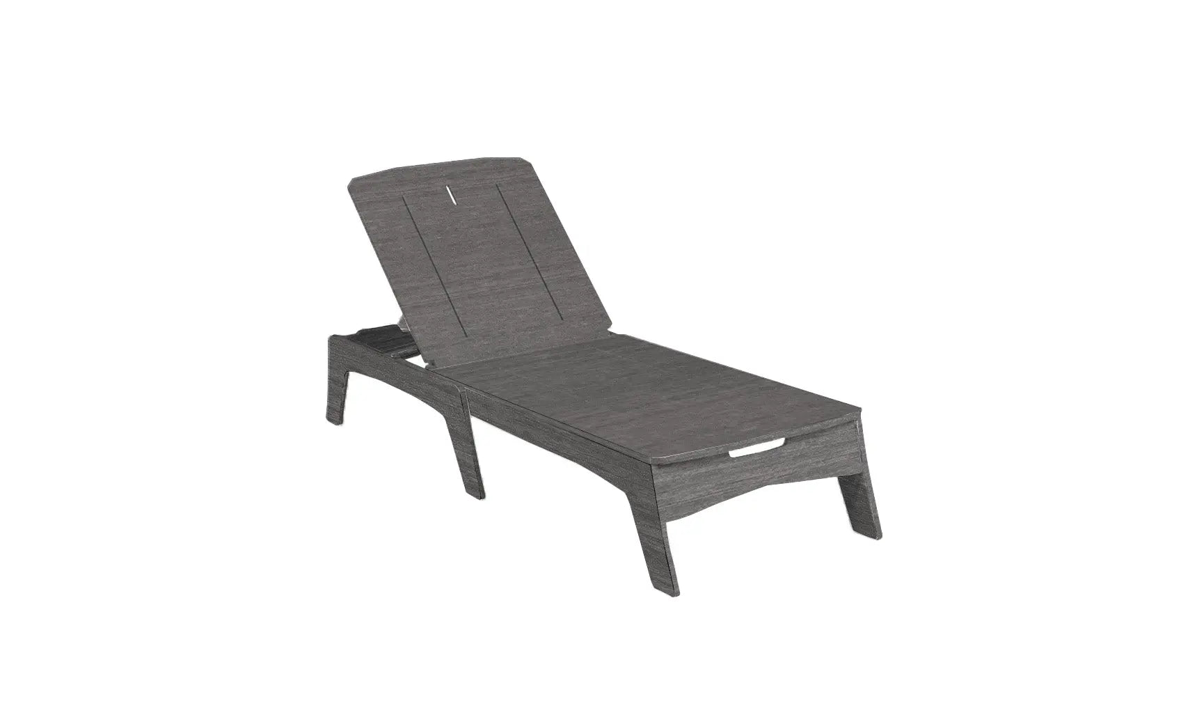 Mainstay chaise lounge in brown leather with armrests and footrest.
