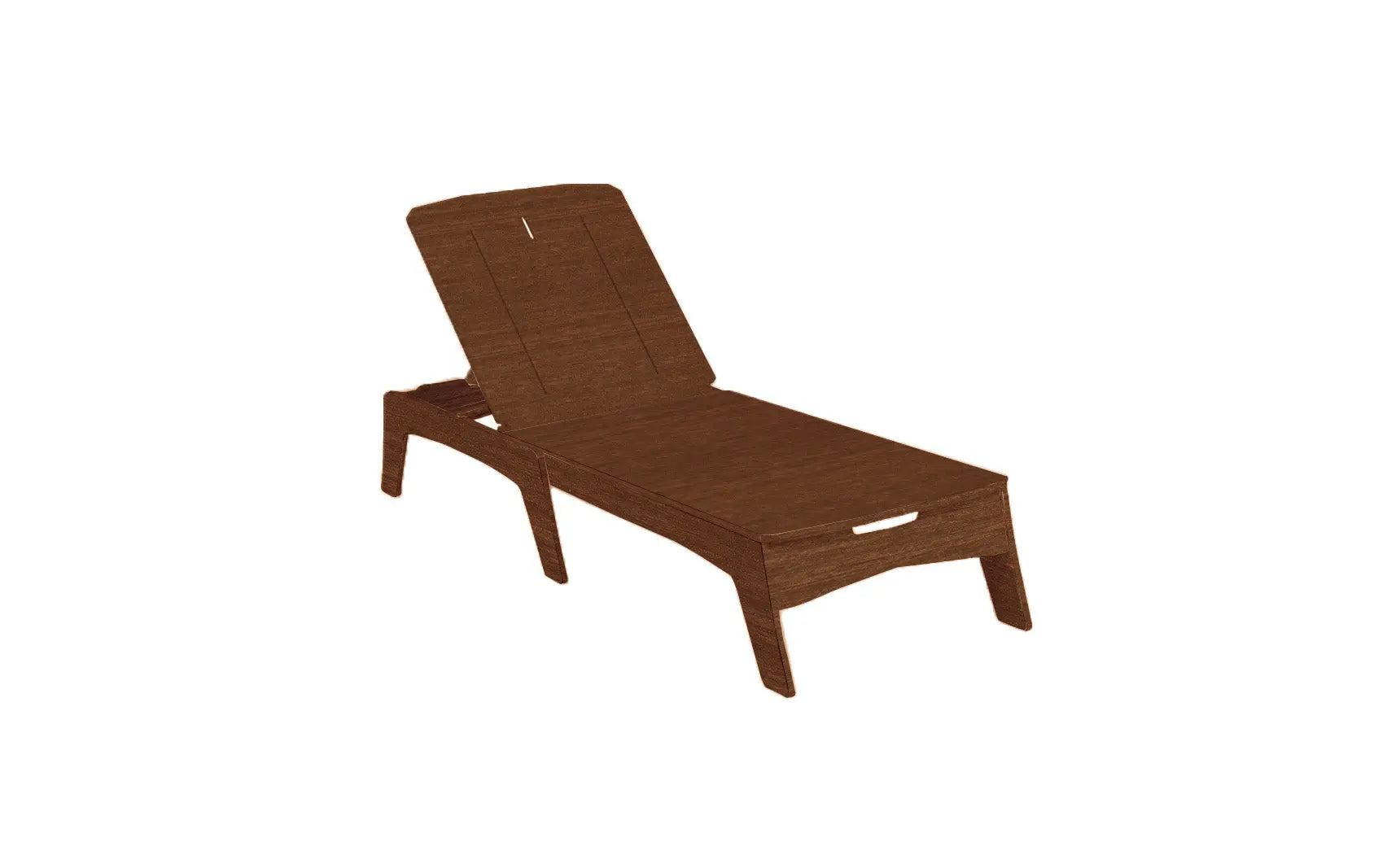 Mainstay chaise lounge in brown leather with armrests and footrest.