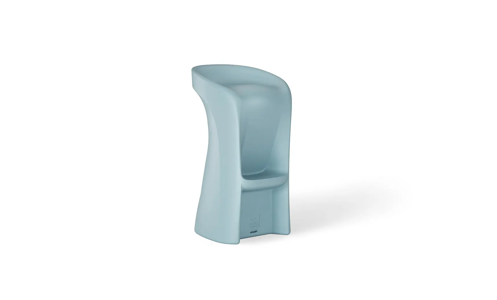 Signature barstool in black leather with metal legs and a high backrest