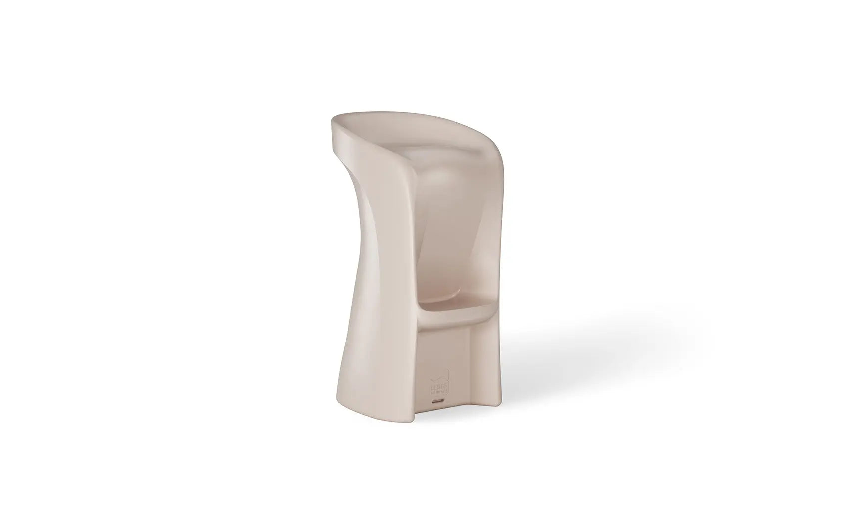 Signature barstool in black leather with metal legs and a high backrest