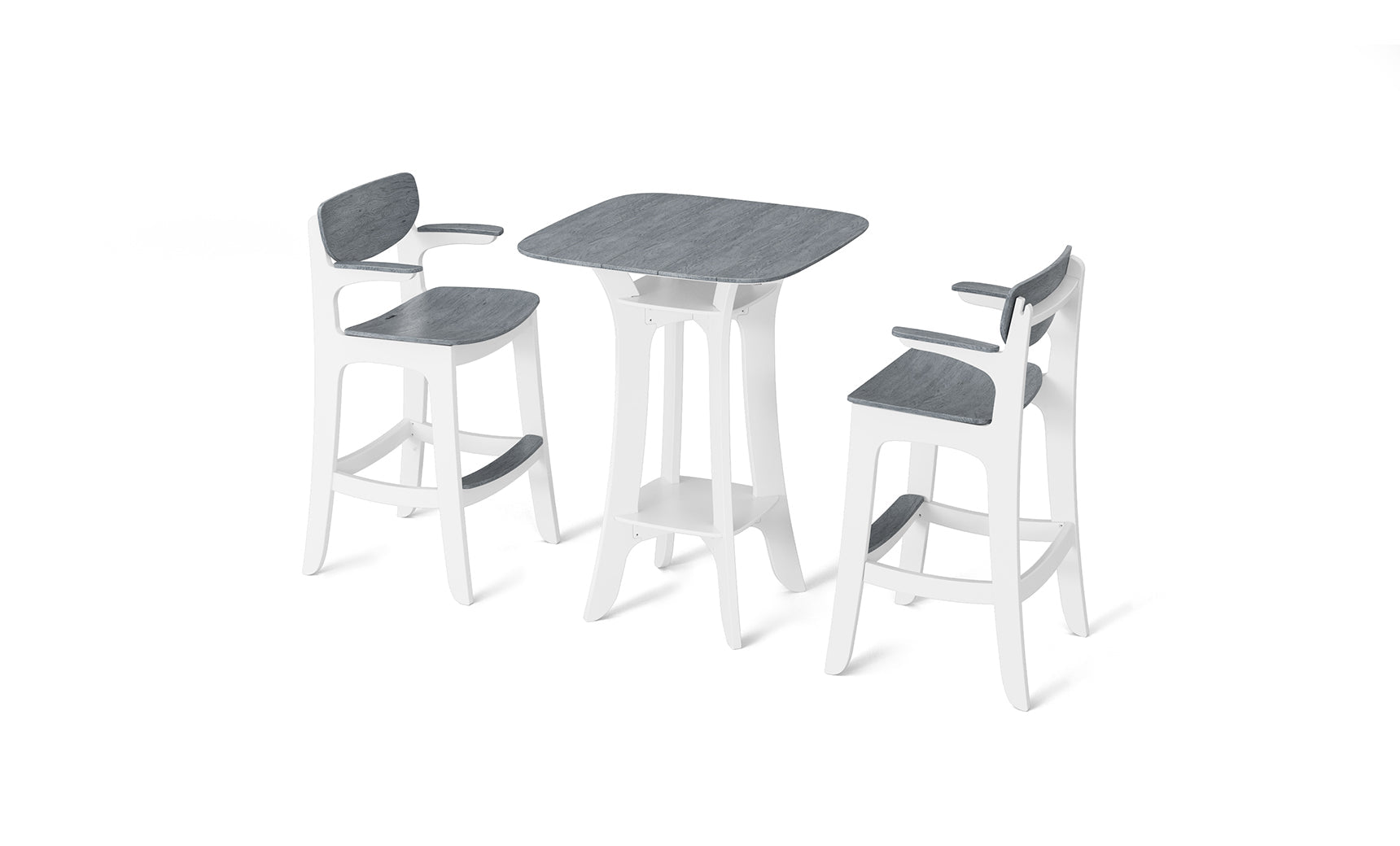 Haven high-top bed frame set with wooden legs and headboard