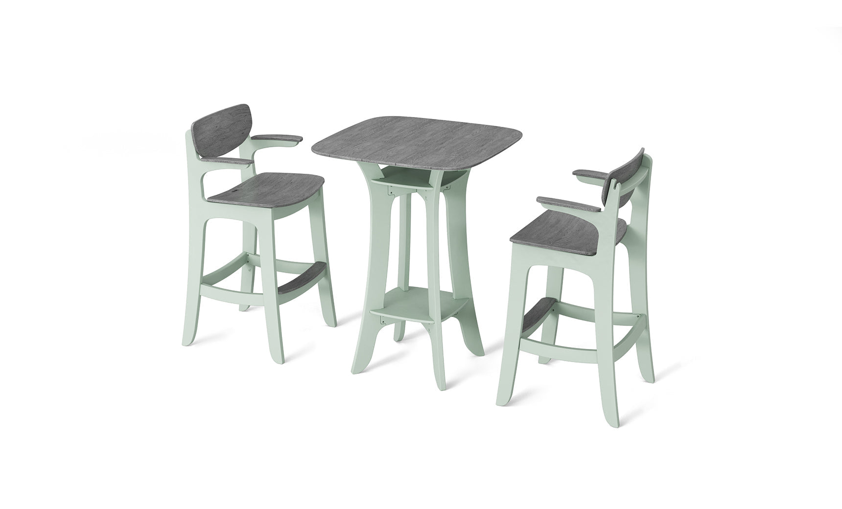 Haven high-top bed frame set with wooden legs and headboard