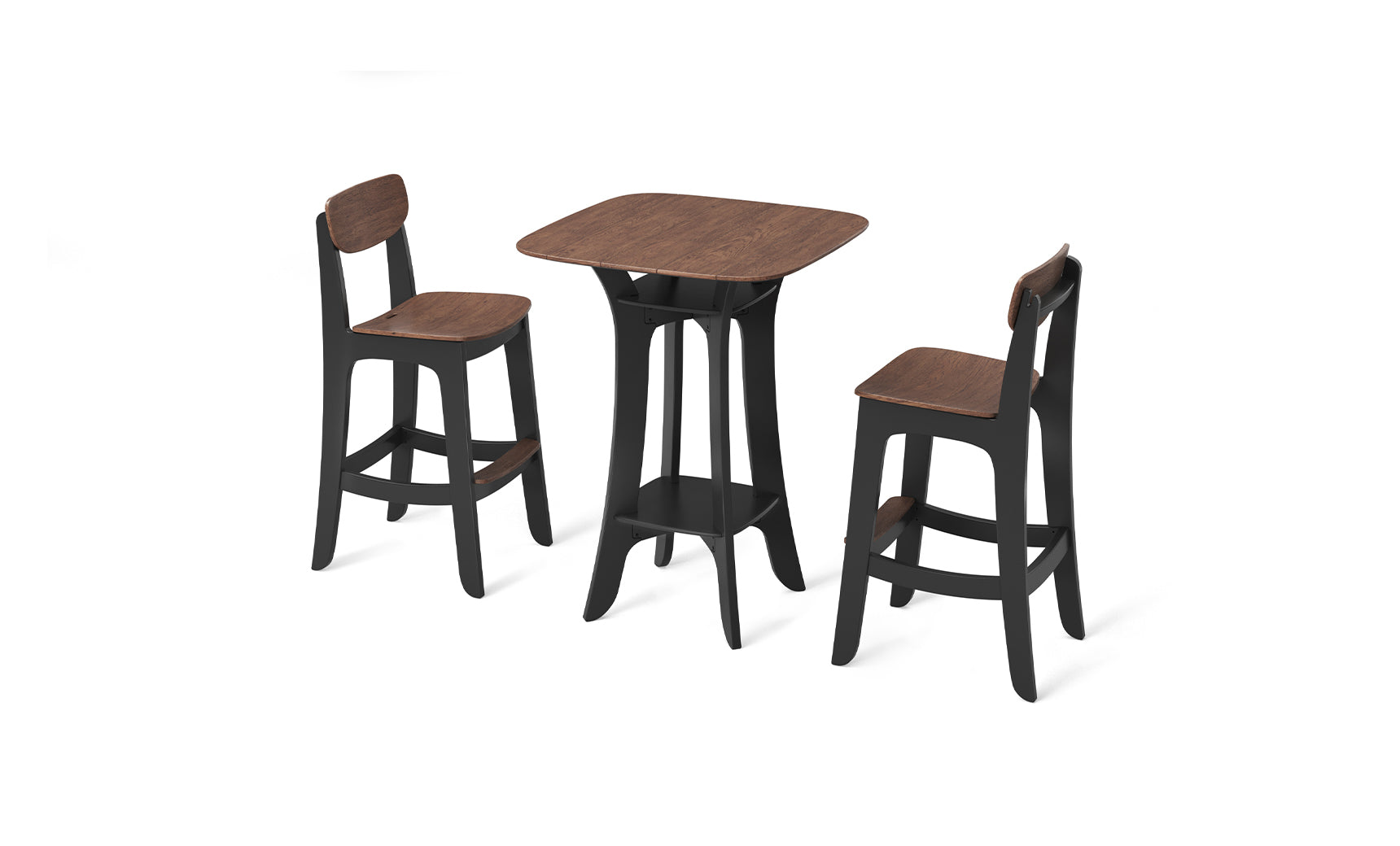 Haven high-top bed frame set with wooden legs and headboard