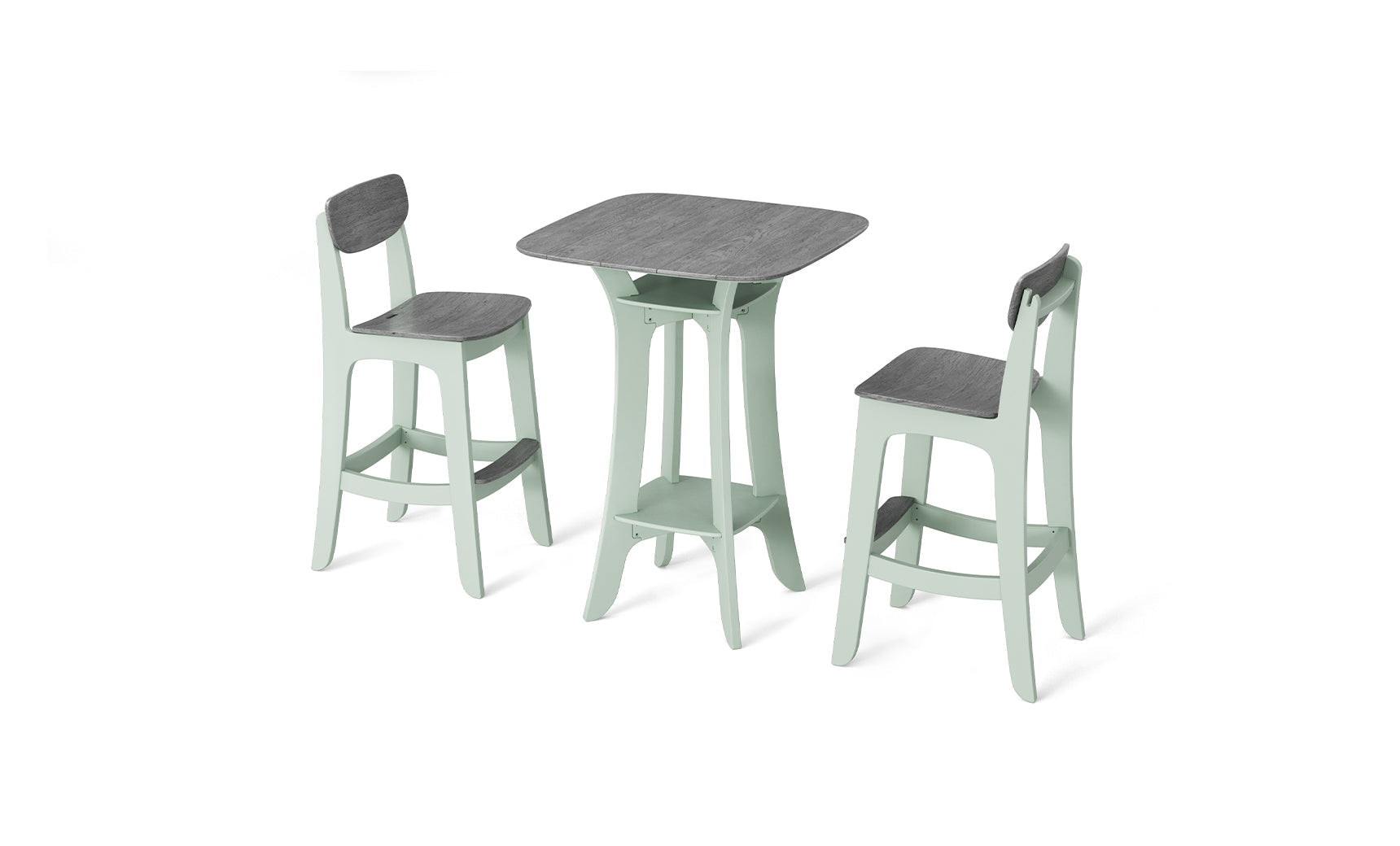 Haven high-top bed frame set with wooden legs and headboard