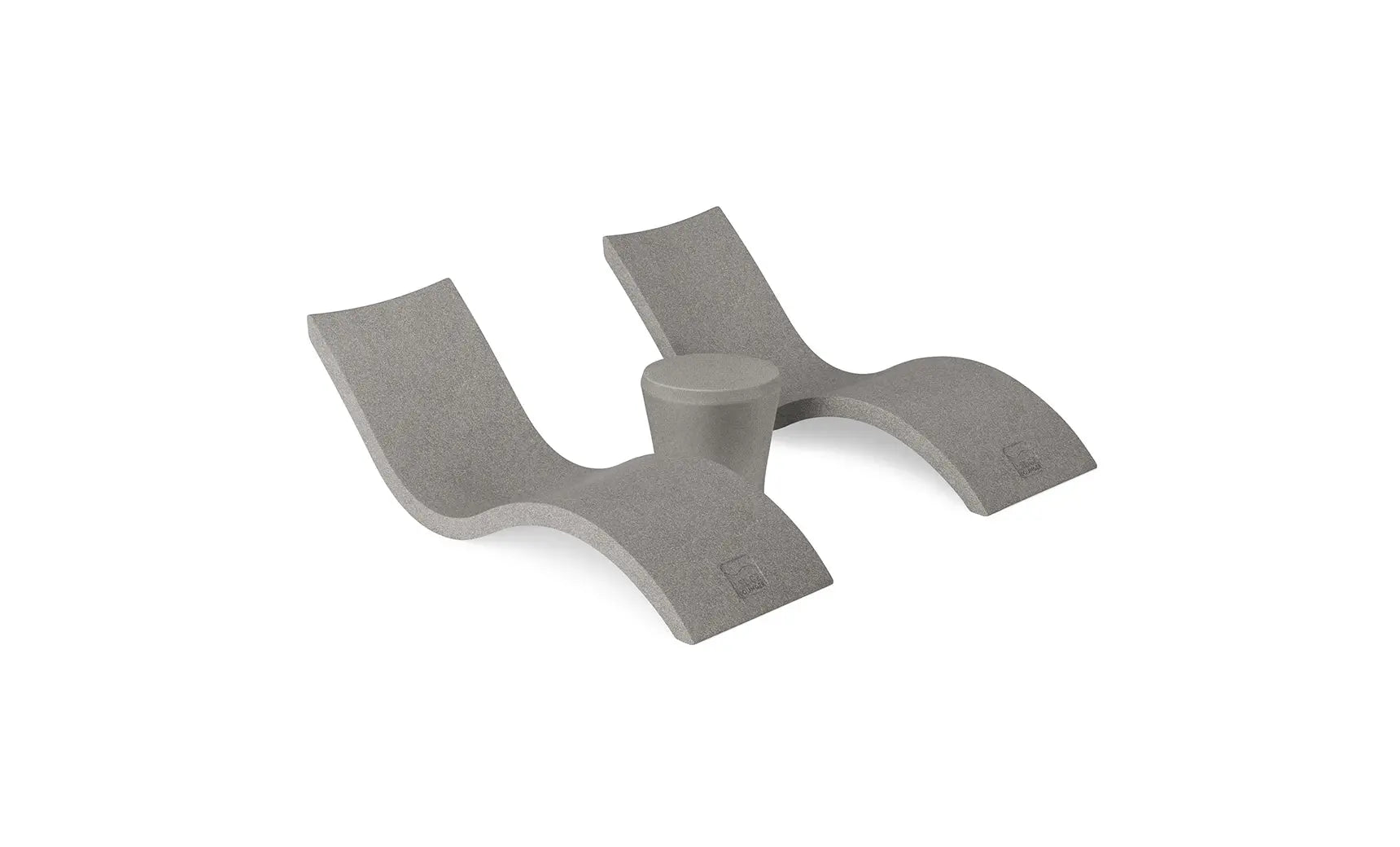 Signature chaise lounge with gray fabric paired with an Affinity side table in a pool setting.
