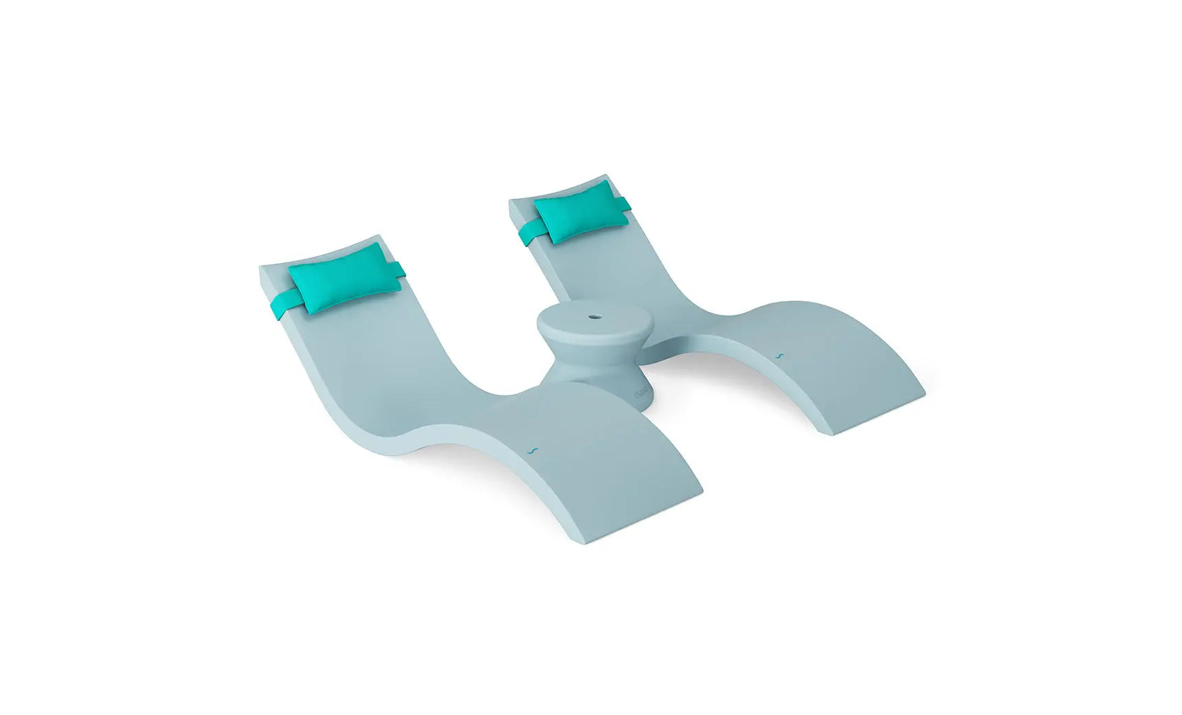 Signature chaise headrest pillow paired with a side table for in-pool use.