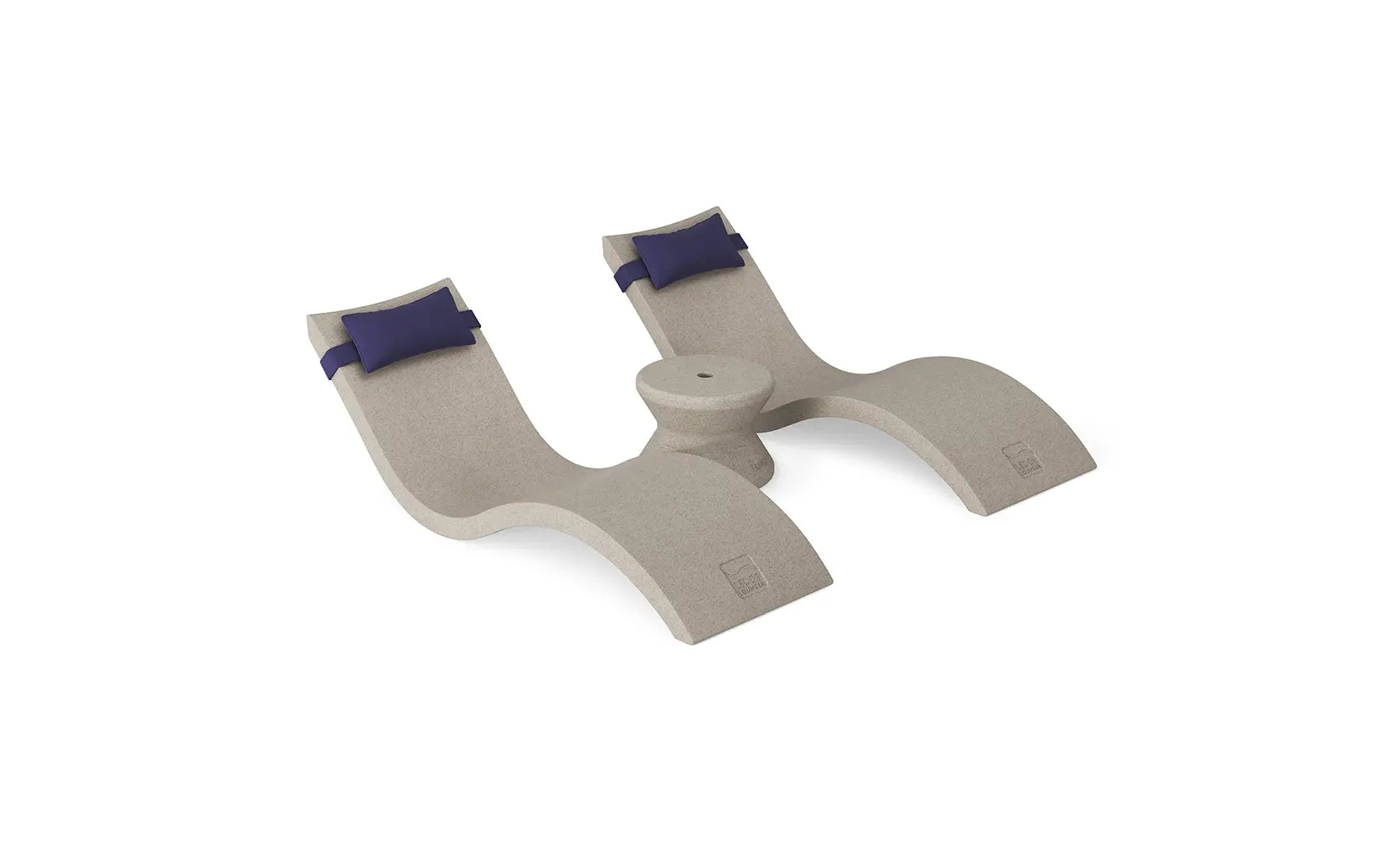 Signature chaise headrest pillow paired with a side table for in-pool use.