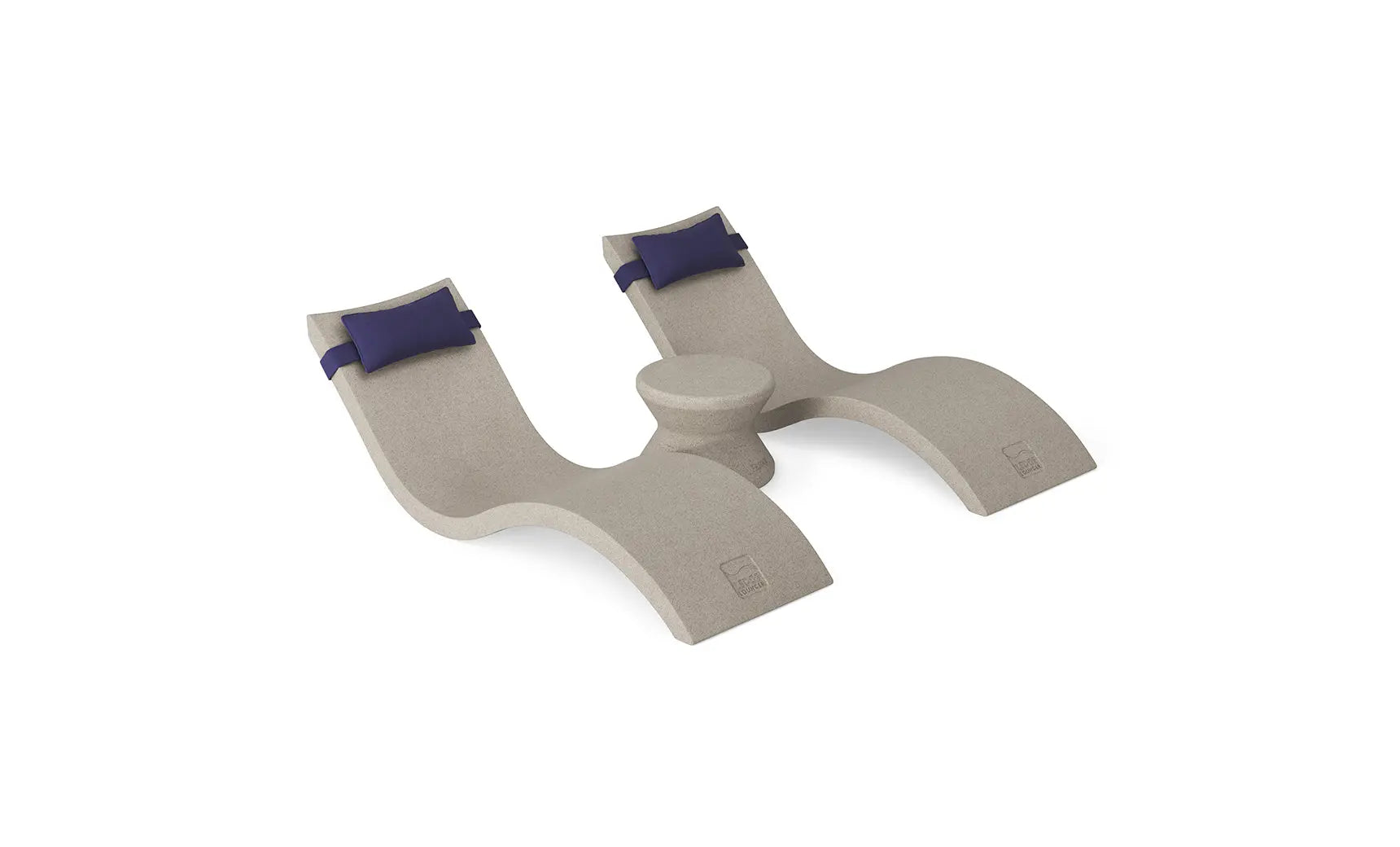 Signature chaise headrest pillow paired with a side table for in-pool use.