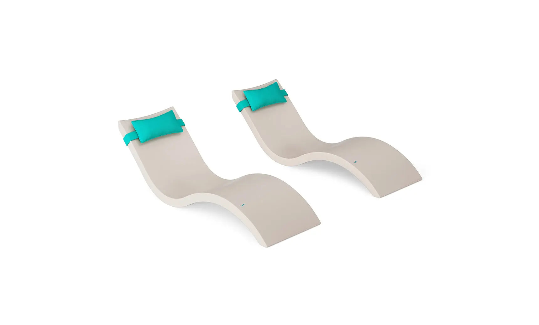 Signature pool chaise lounge with matching headrest pillow in vibrant blue fabric