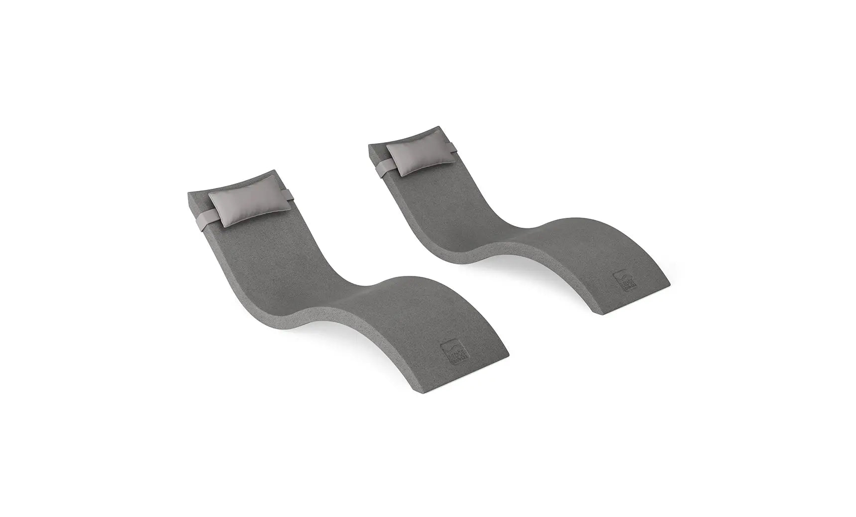 Signature chaise lounge with integrated headrest pillow designed for pool use.