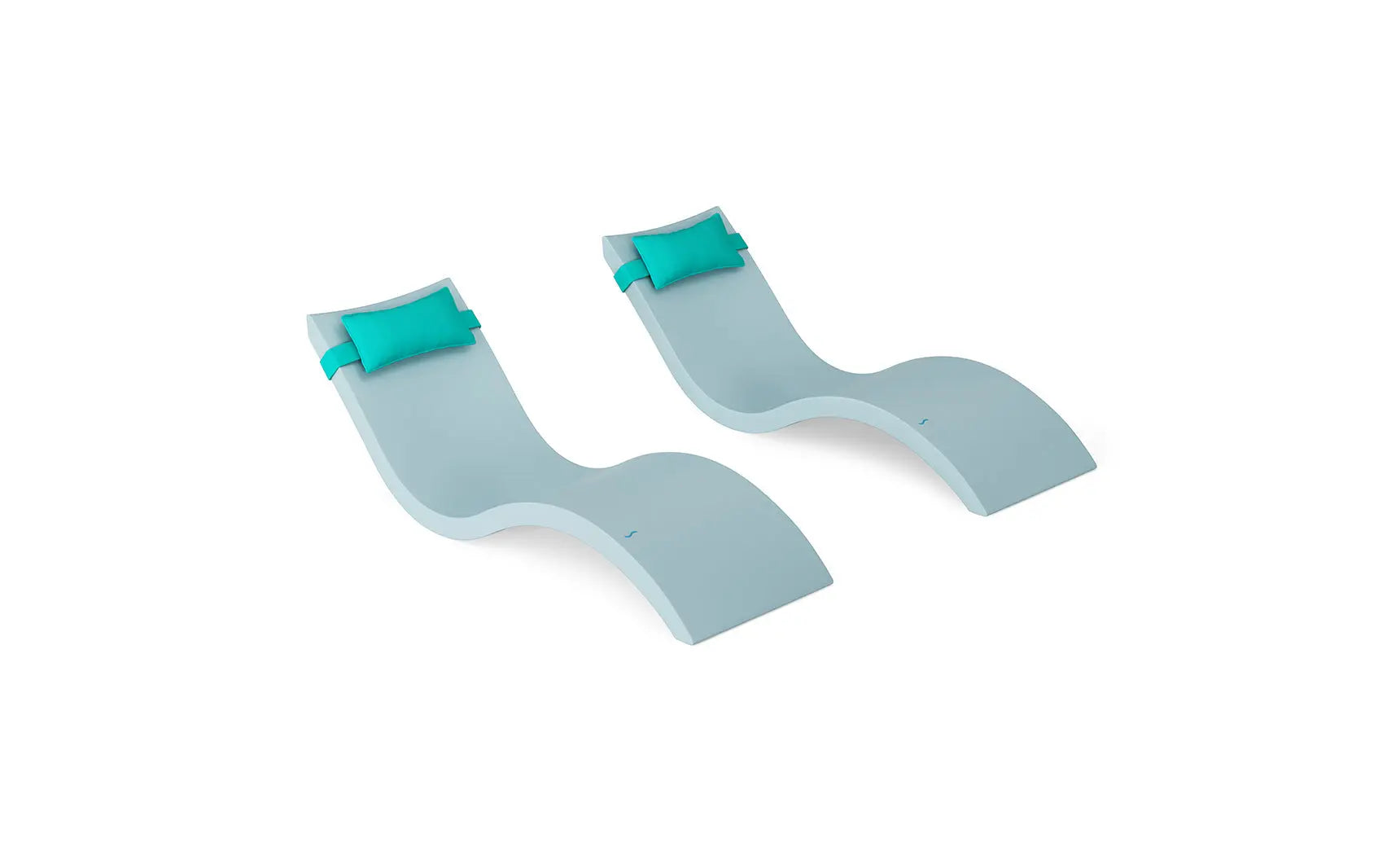 Signature chaise lounge with integrated headrest pillow designed for poolside relaxation in vibrant colors.