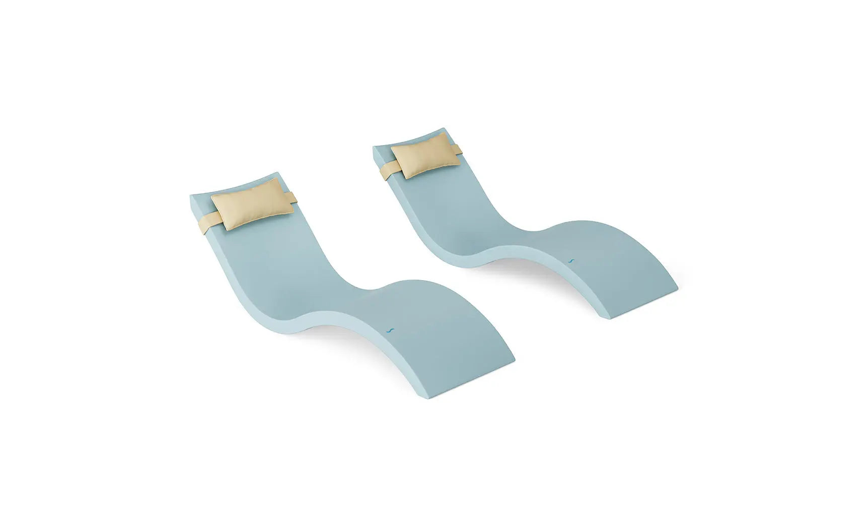 Signature chaise lounge with integrated headrest pillow designed for poolside relaxation in vibrant colors.