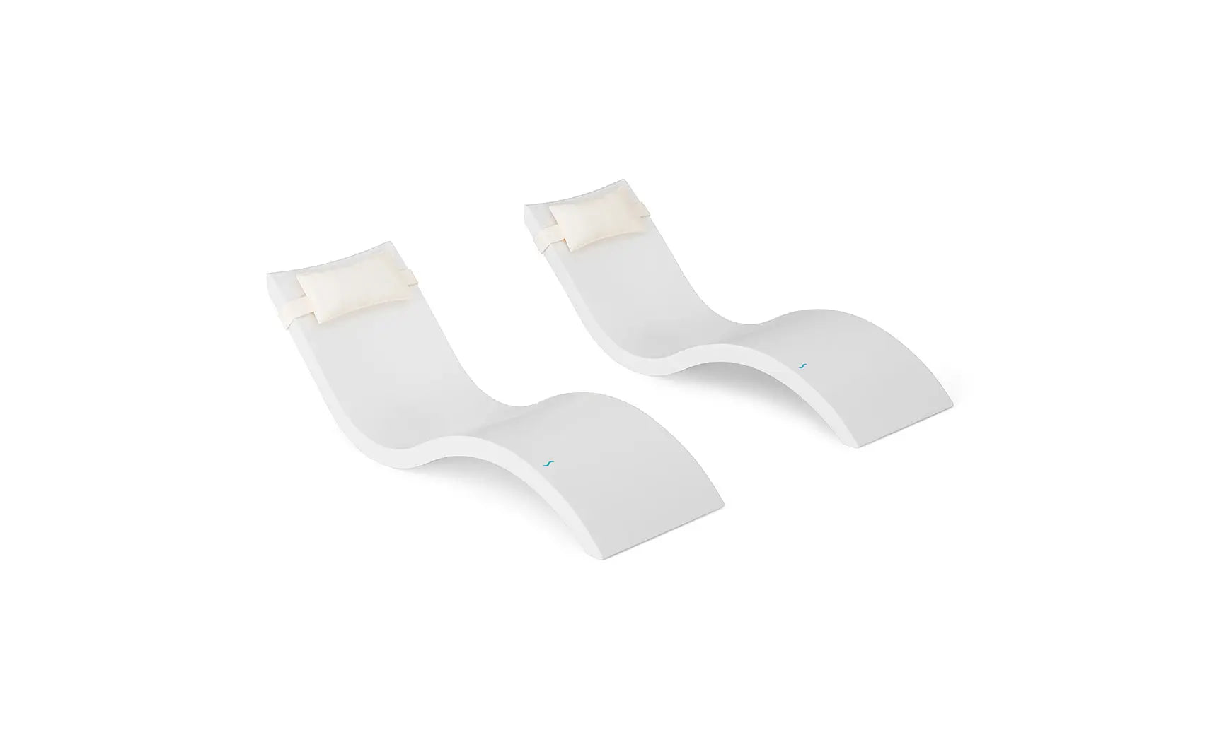 Signature chaise lounge with integrated headrest pillow designed for pool use.