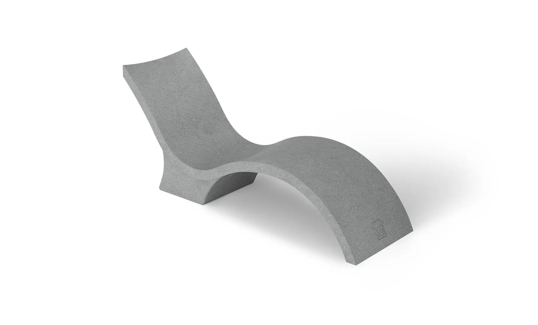 Signature Chaise deep reclining lounge chair in dark fabric with wooden frame and armrests