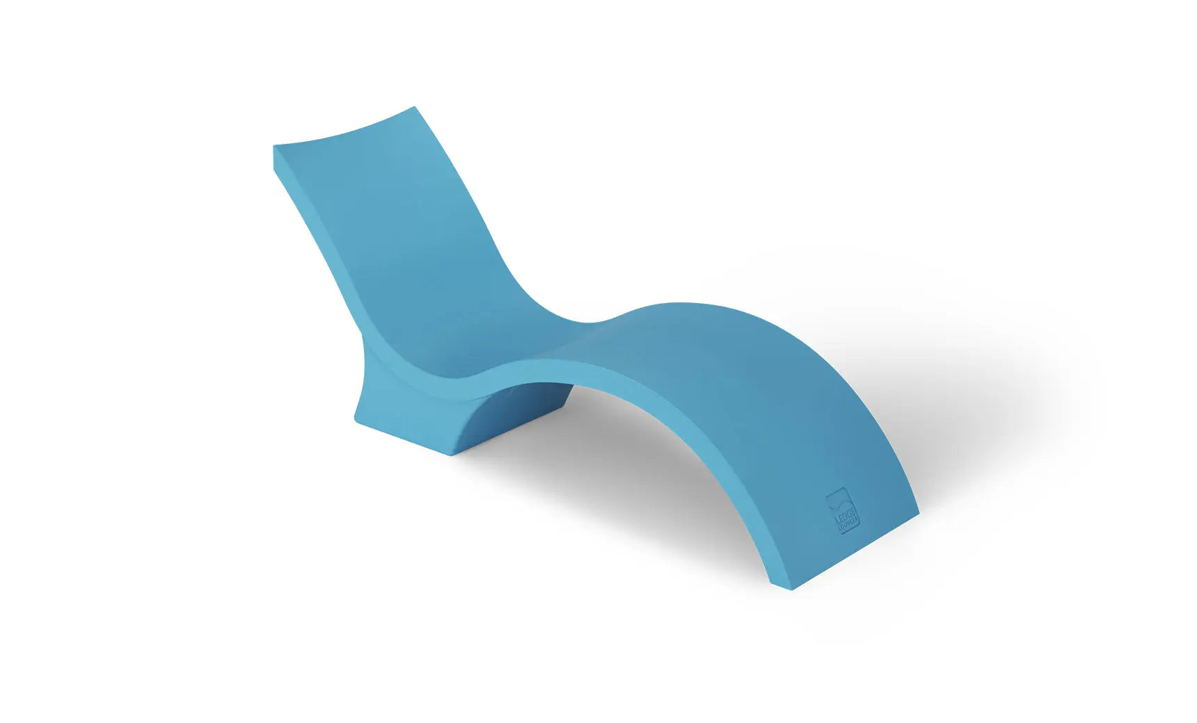 Signature Chaise deep reclining lounge chair in dark fabric with wooden frame and armrests.