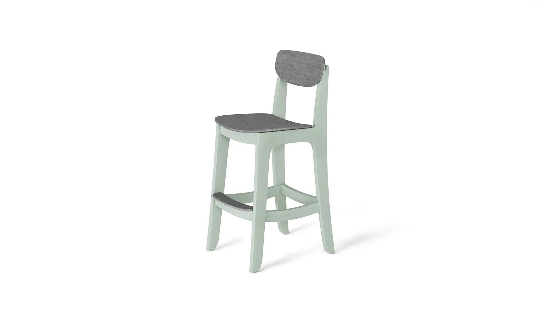 Haven high-top chair in modern design with wooden legs and upholstered seat and backrest.