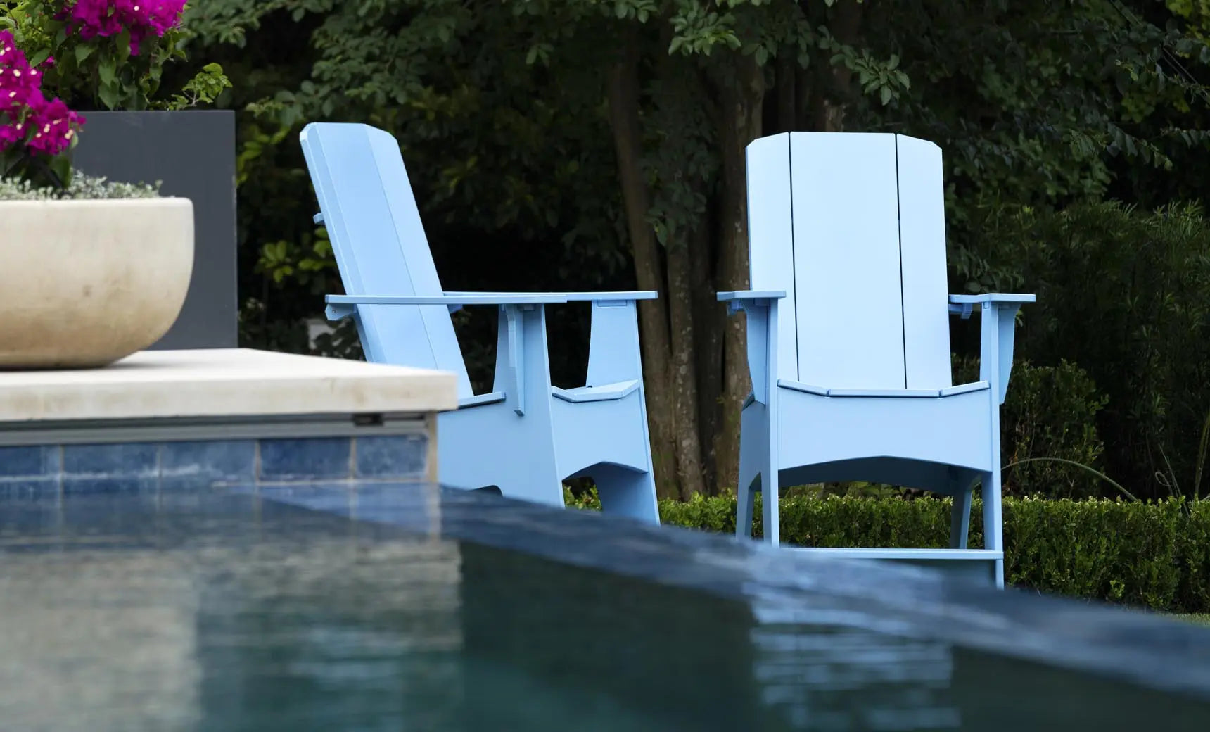 Mainstay Adirondack Tall chair in weathered pine finish with high backrest and armrests