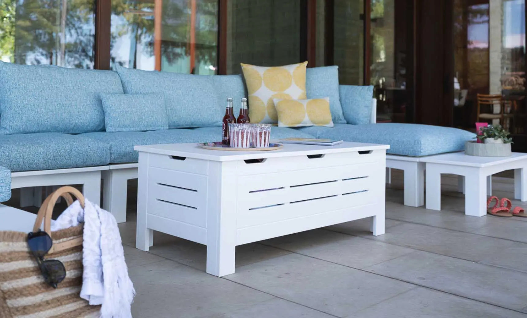 Mainstay Storage Coffee Table with spacious drawer and glass top.