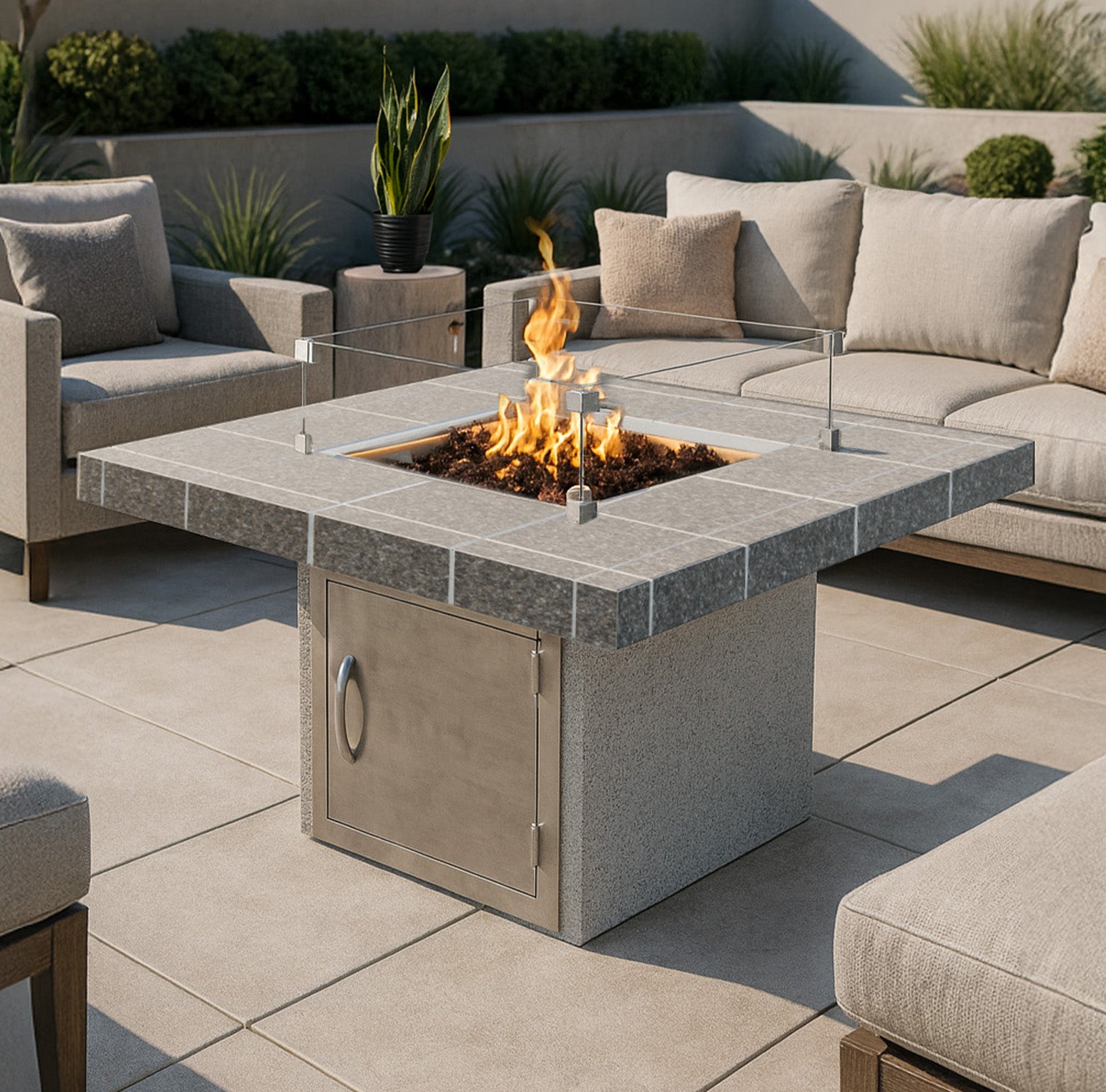 Cal Flame - Mesa Modern Contemporary Outdoor Gas Fire Pit - FPT-S201M | AQVINA World - Aqvina LLC