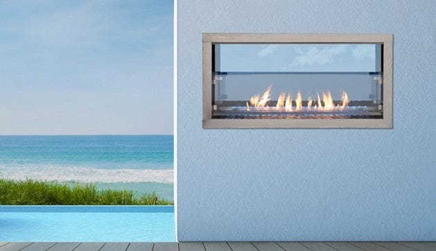 Superior 60-Inch VRE4660 Outdoor Linear Vent-Free Gas Fireplace with LED Lights and Crystal Crushed Glass Media