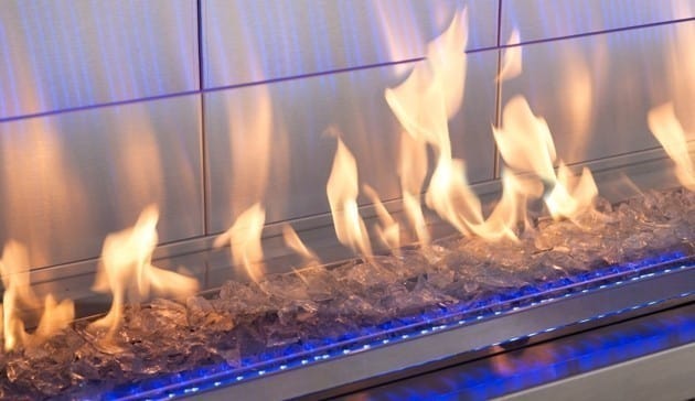 Superior 60-Inch VRE4660 Outdoor Linear Vent-Free Gas Fireplace with LED Lights and Crystal Crushed Glass Media