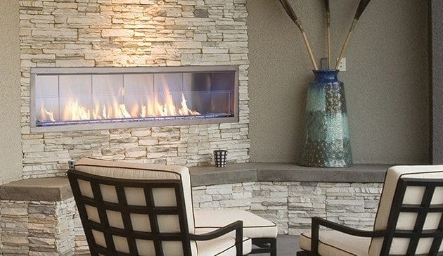 Superior 60-Inch VRE4660 Outdoor Linear Vent-Free Gas Fireplace with LED Lights and Crystal Crushed Glass Media