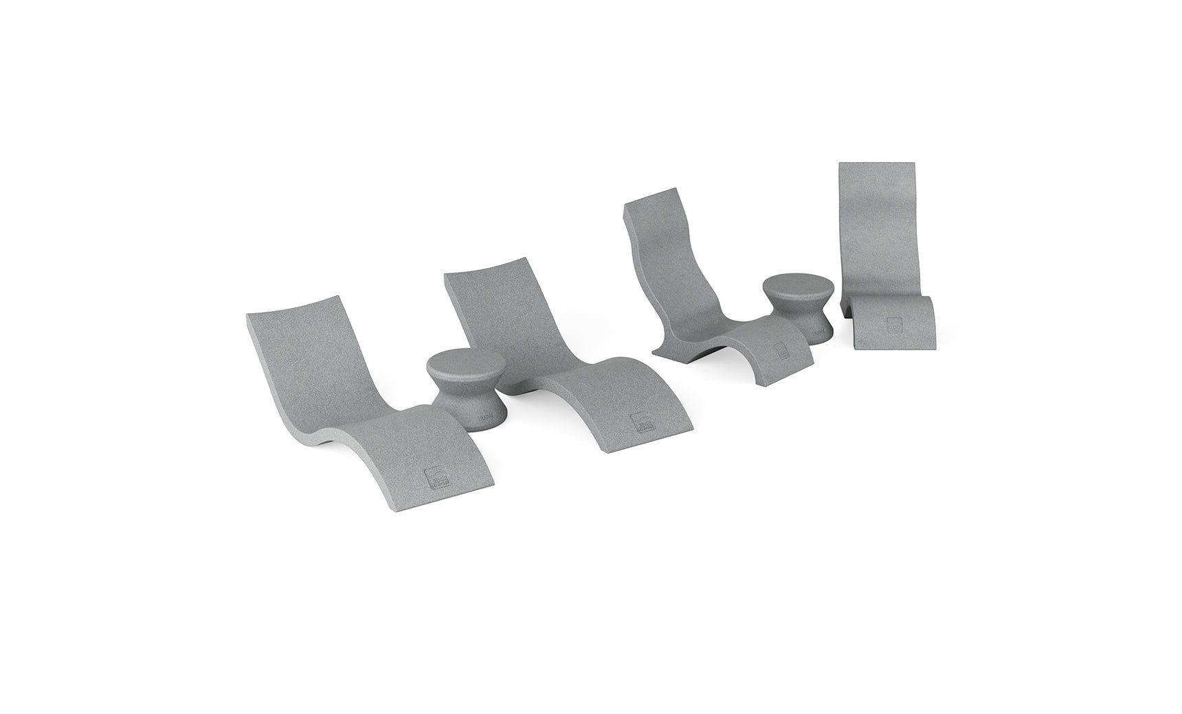 Signature Poolside Chaise with Matching Chairs and Side Table in a Modern Teak Finish