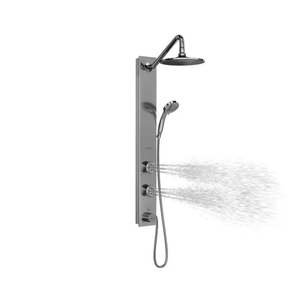 PULSE ShowerSpas Aloha Shower System — Stainless Steel, 8" Rain Showerhead, 2 Body Jets, 5-Function Handshower