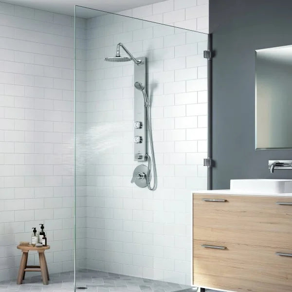 PULSE ShowerSpas Aloha Shower System — Stainless Steel, 8" Rain Showerhead, 2 Body Jets, 5-Function Handshower